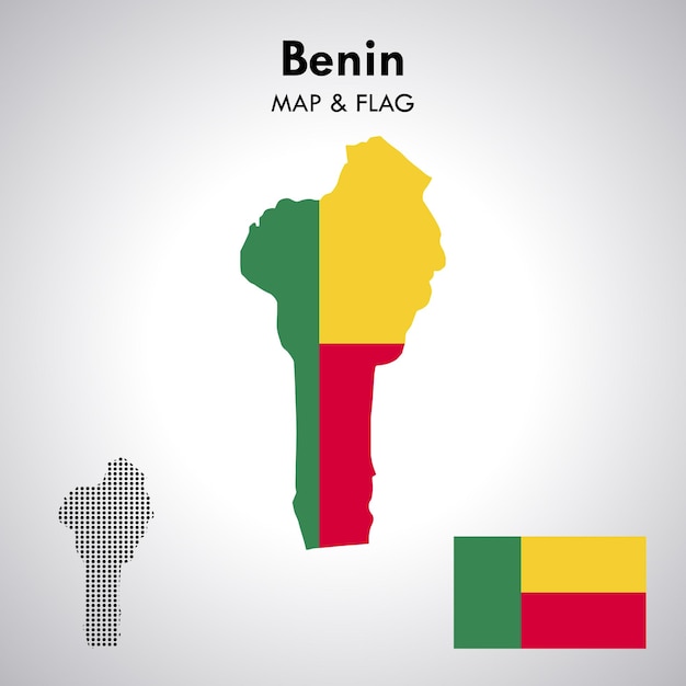 Bandiera del Benin e disegno della mappa file vettoriale della bandiera della mappa