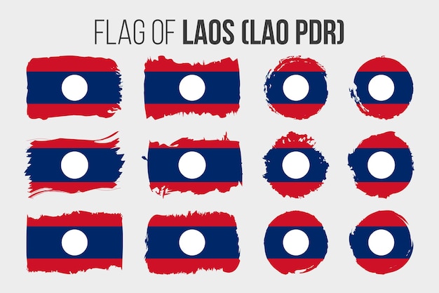 Bandiera del Laos Illustrazione pennellata e grunge flag di Laos o Lao isolato su bianco