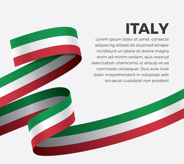 Vettore bandiera del nastro dell'italia, illustrazione vettoriale su sfondo bianco
