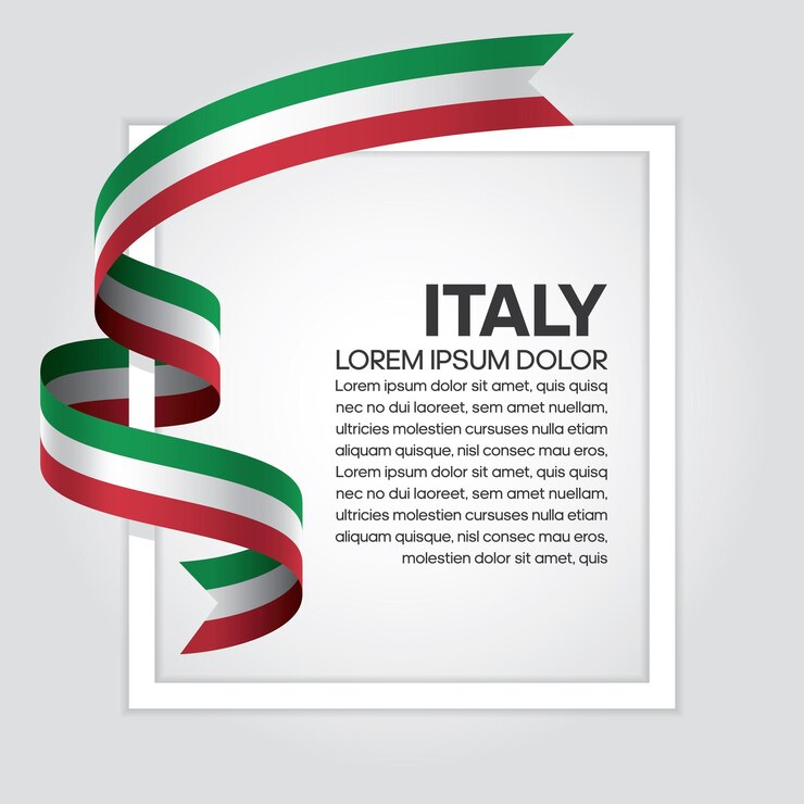 Vettore bandiera del nastro dell'italia, illustrazione vettoriale su sfondo bianco