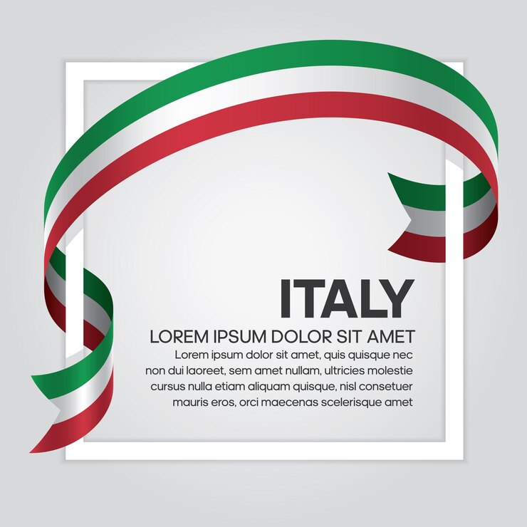 Vettore bandiera del nastro dell'italia, illustrazione vettoriale su sfondo bianco