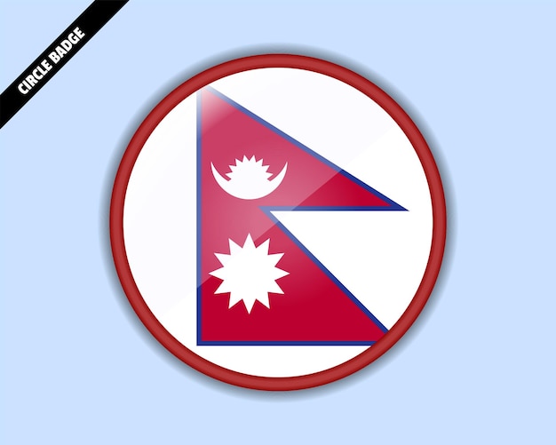 Bandiera del Nepal cerchio distintivo vettoriale disegno segno arrotondato con riflesso