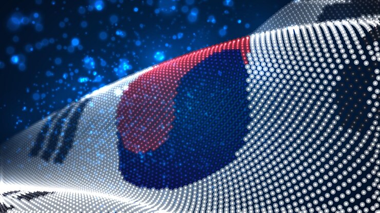 Vettore bandiera del paese incandescente brillante di punti astratti. corea