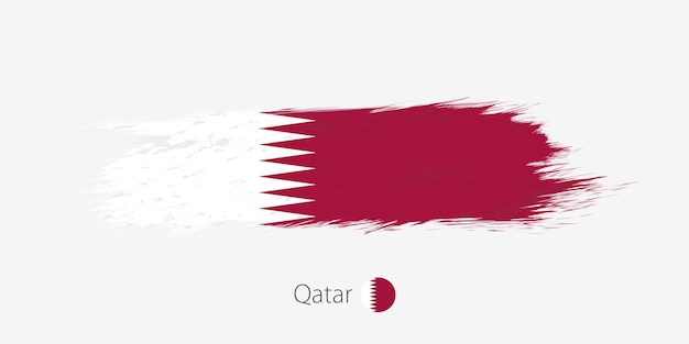 Bandiera del Qatar grunge pennellata astratta su sfondo grigio