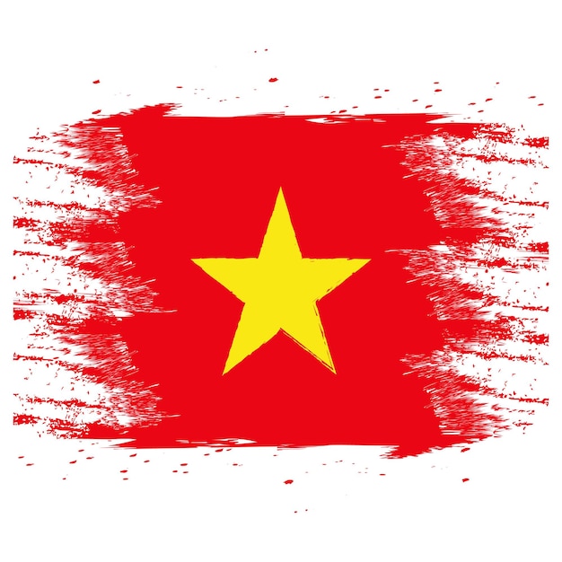 Bandiera del Vietnam Disegnata a mano in stile illustrazione con effetto grunge e acquerello