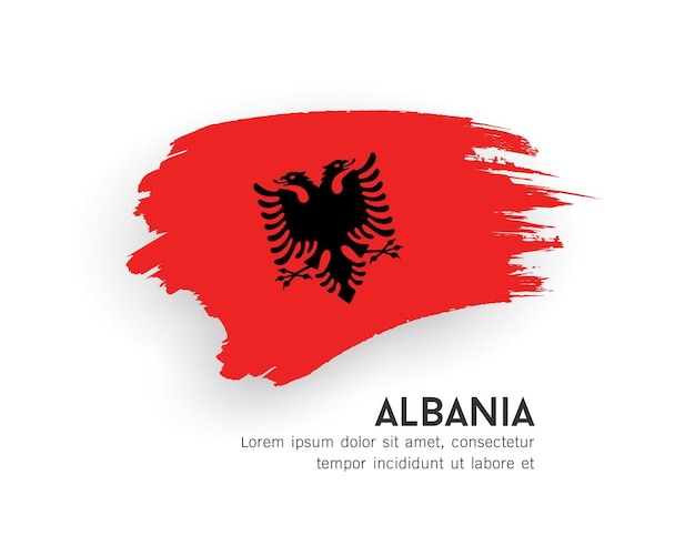 Bandiera dell'Albania disegno del tratto di pennello isolato su sfondo bianco Illustrazione vettoriale EPS10