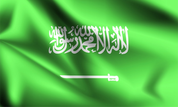 Bandiera dell'Arabia Saudita che soffia nel vento. parte di una serie. Bandiera sventolante Arabia Saudita.