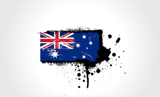 Bandiera dell'Australia su sfondo Grunge Ink Splash