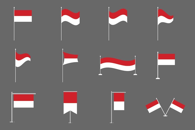Bandiera dell'Indonesia Set Bandiera originale e semplice dell'Indonia Bundle