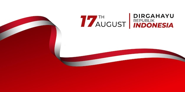 Bandiera dell'Indonesia sventolando il modello di progettazione del giorno dell'indipendenza della bandiera del nastro 17 agosto