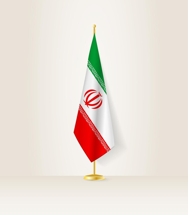 Vettore bandiera dell'iran su un piedistallo