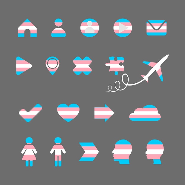 Bandiera dell'orgoglio transgender icone e simboli dei diritti lgbt Amore omosessuale e illustrazione della bandiera