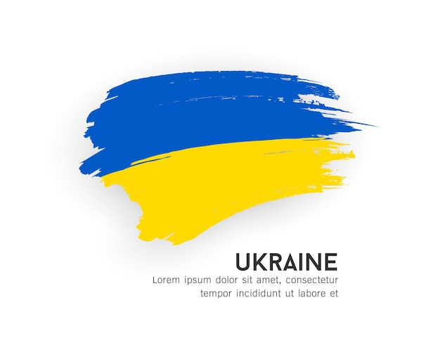 Bandiera dell'Ucraina disegno del tratto di pennello isolato su sfondo bianco Illustrazione vettoriale EPS10