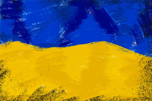 Bandiera dell'Ucraina pittura acrilica grunge con graffi colori patriottici