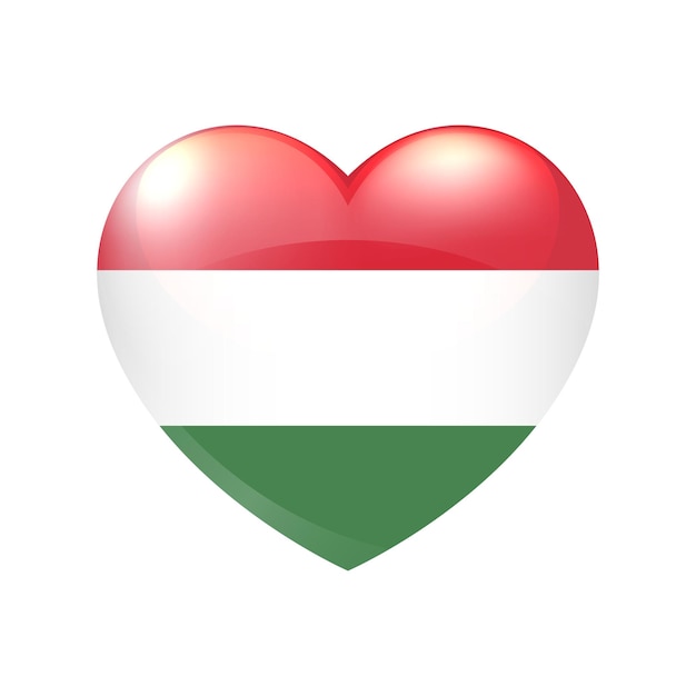 Bandiera dell'Ungheria nel cuore. Simbolo di amore. Icona del paese ungherese di vettore isolato eps10