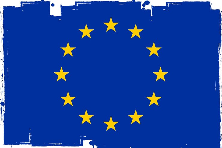 Vettore bandiera dell'unione europea con pennello grunge