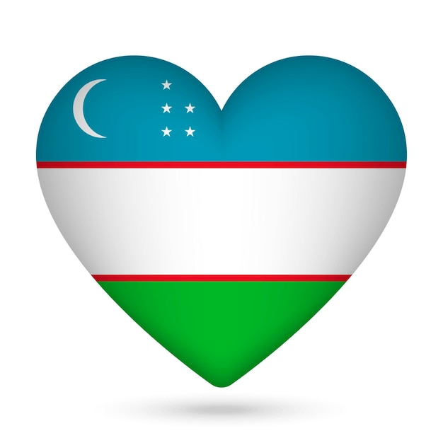Bandiera dell'Uzbekistan a forma di cuore Illustrazione vettoriale