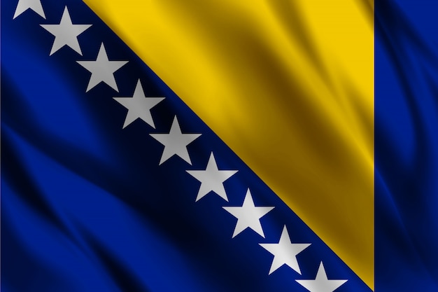 Bandiera della Bosnia ed Erzegovina che ondeggia fondo astratto