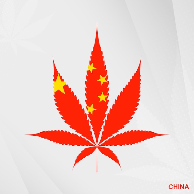 Bandiera della Cina a forma di foglia di Marijuana Il concetto di legalizzazione Cannabis in Cina