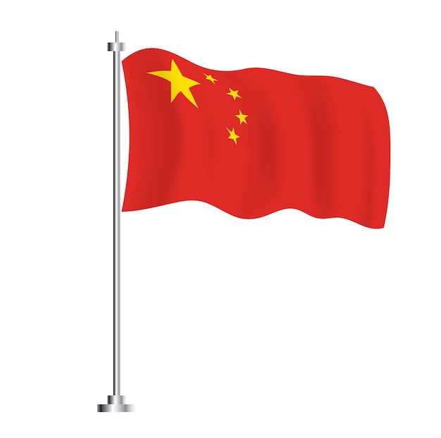 Bandiera della Cina isolata Bandiera dell'onda della Cina Paese Vector IllustrationxA