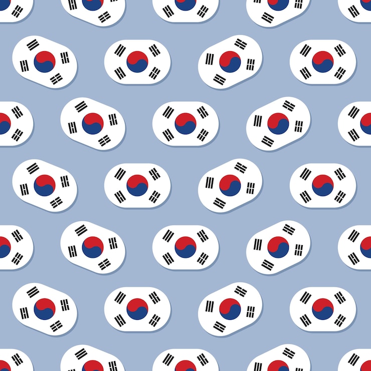 Vettore bandiera della corea del sud senza cuciture in stile piatto