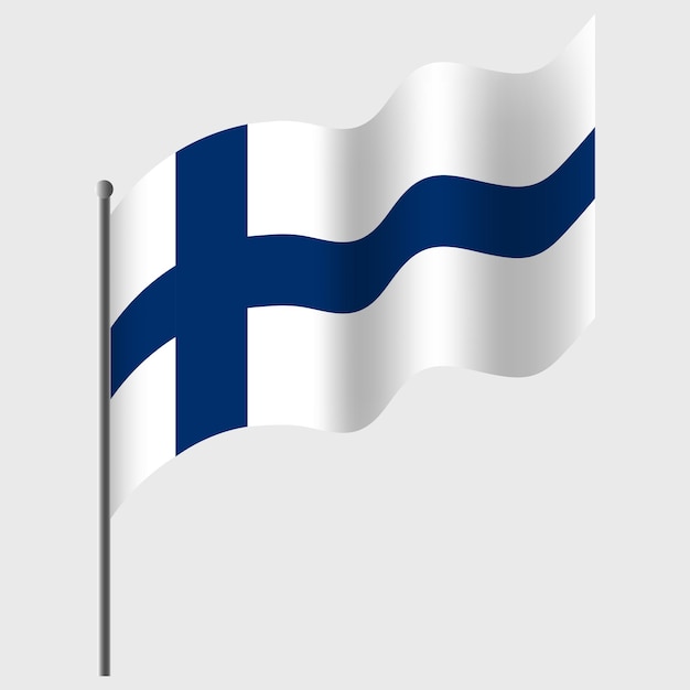 Bandiera della Finlandia sventolata Bandiera finlandese sul pennone Emblema del vettore della Finlandia