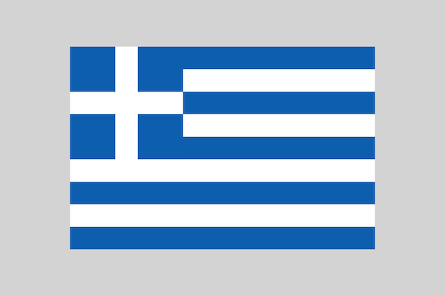 Bandiera della Grecia Bandiera greca in 23 proporzioni semplice elemento vettoriale su sfondo grigio