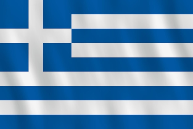 Bandiera della Grecia con effetto ondeggiante, proporzione ufficiale.