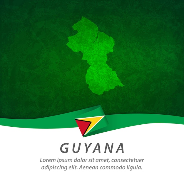 Bandiera della Guyana con mappa centrale