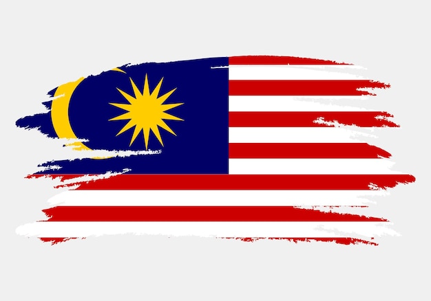 Bandiera della Malesia Dipinta con un pennello effetto grunge e acquerello