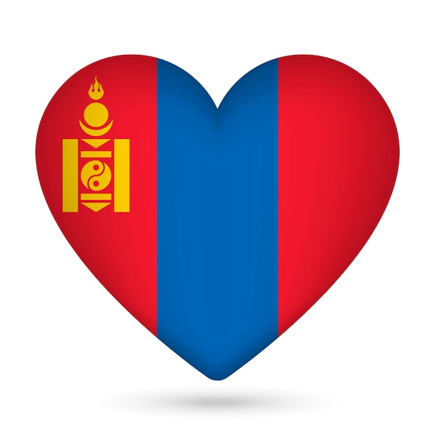 Bandiera della Mongolia a forma di cuore Illustrazione vettoriale