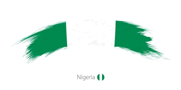 Bandiera della Nigeria con pennellata arrotondata del grunge. Illustrazione vettoriale.
