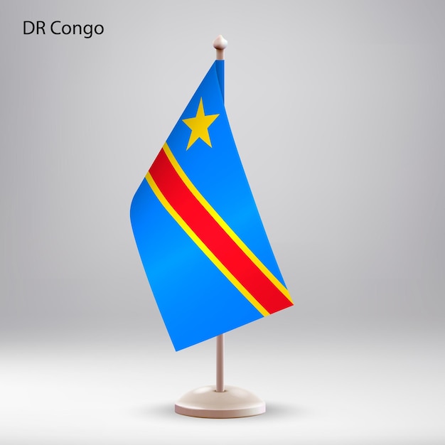 Bandiera della Repubblica Democratica del Congo appesa su un supporto per le bandiere