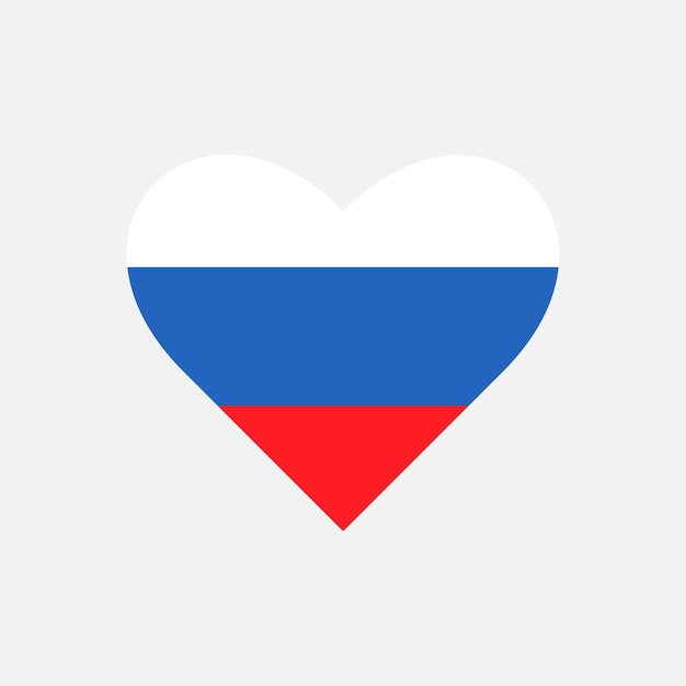 Bandiera della Russia a forma di cuore su sfondo grigio