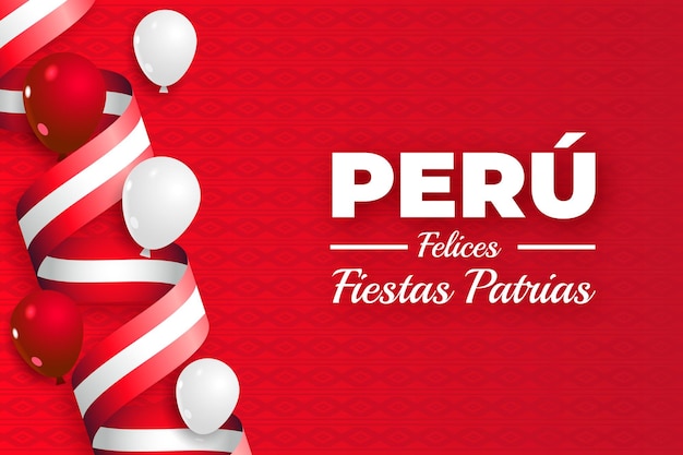 Bandiera delle fiestas patrias del Perù con palloncini