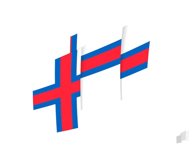 Bandiera delle Isole Faroe con disegno astratto strappato Design moderno della bandiera delle Isole Faroe