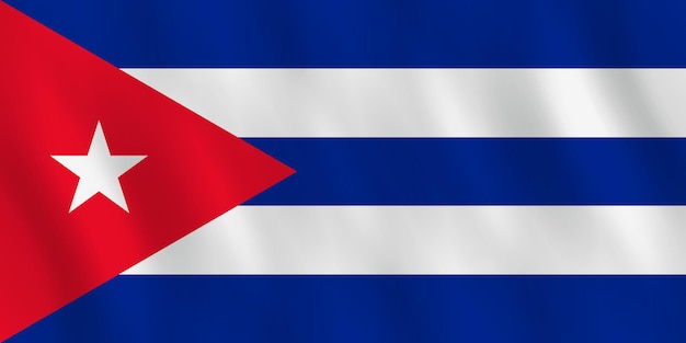 Bandiera di Cuba con effetto ondeggiante, proporzione ufficiale.