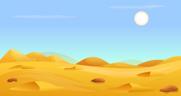 Bandiera di panorama del deserto caldo, stile cartoon