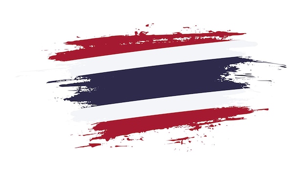 Bandiera di pennellata disegnata a mano creativa dell'illustrazione di vettore del paese della Tailandia