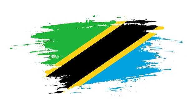 Bandiera di pennellata disegnata a mano creativa dell'illustrazione di vettore del paese della Tanzania