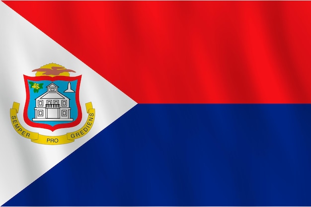 Bandiera di Sint Maarten con effetto ondeggiante, proporzione ufficiale.