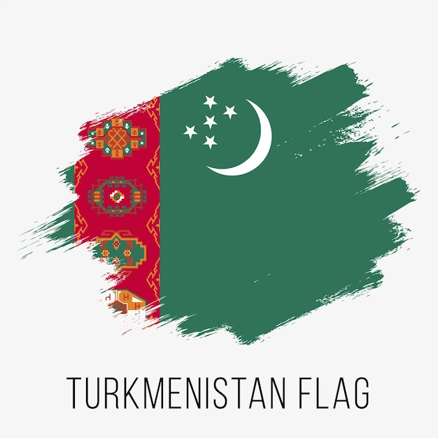 Bandiera di vettore del Turkmenistan. Bandiera del Turkmenistan per il Giorno dell'Indipendenza. Bandiera del Turkmenistan di lerciume