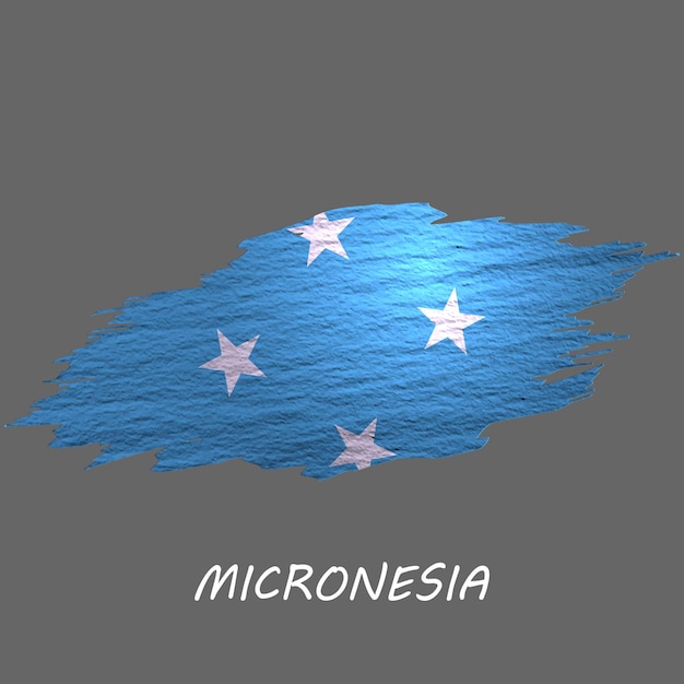 Bandiera in stile grunge della Micronesia Sfondo del tratto di pennello