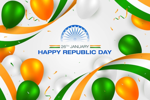 Bandiera indiana concetto Festa della Repubblica trio colori palloncini
