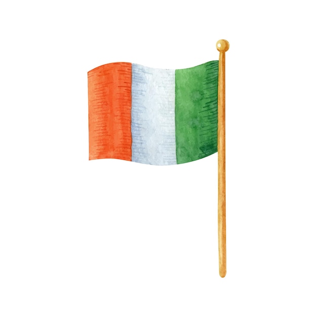 Bandiera irlandese dell'acquerello isolata su bianco Bandiera nazionale dell'Irlanda Happy Saint Patricks vector art