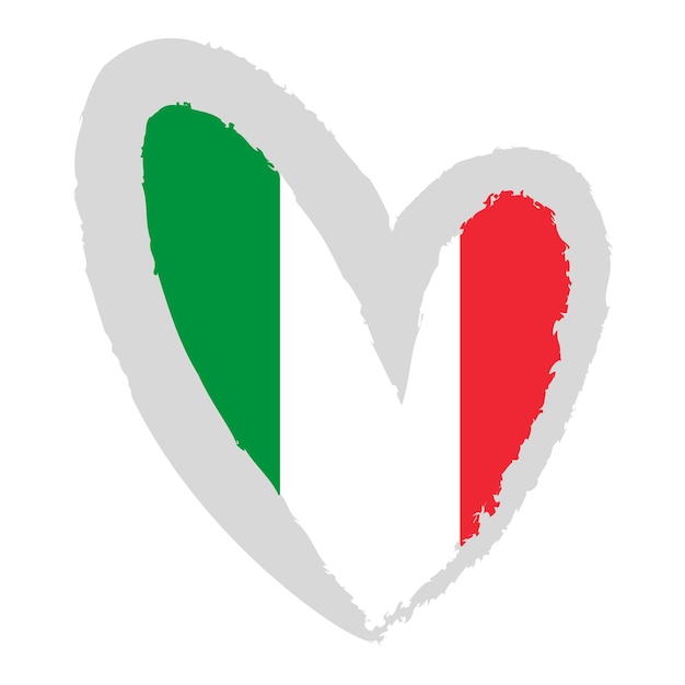 bandiera italiana. Illustrazione vettoriale. Bandiera d'Italia a forma di cuore.