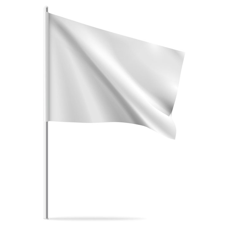 Vettore bandiera modello sventolante orizzontale pulito bianco, isolato su priorità bassa. mockup di bandiera.
