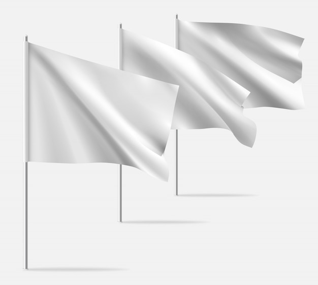 Bandiera modello sventolante orizzontale pulito bianco.