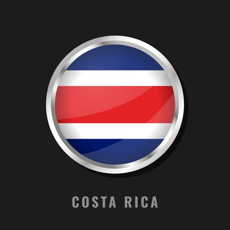 Bandiera nazionale del Costa Rica a cornice rotonda Bandiera circolare lucida del Costa Rica