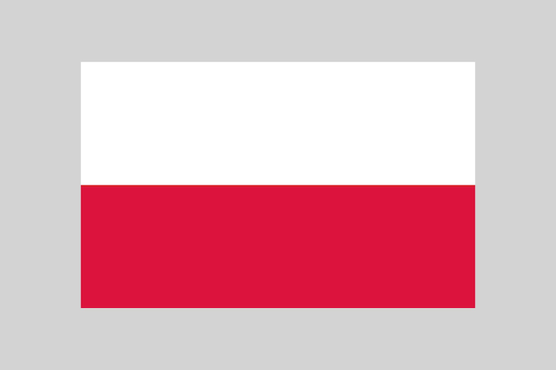 Bandiera nazionale della Polonia Bandiera polacca in 58 proporzioni semplice elemento vettoriale su sfondo grigio